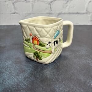 Vintage 1982 Otagiri Japan Country Farm Cow Scene Creamer